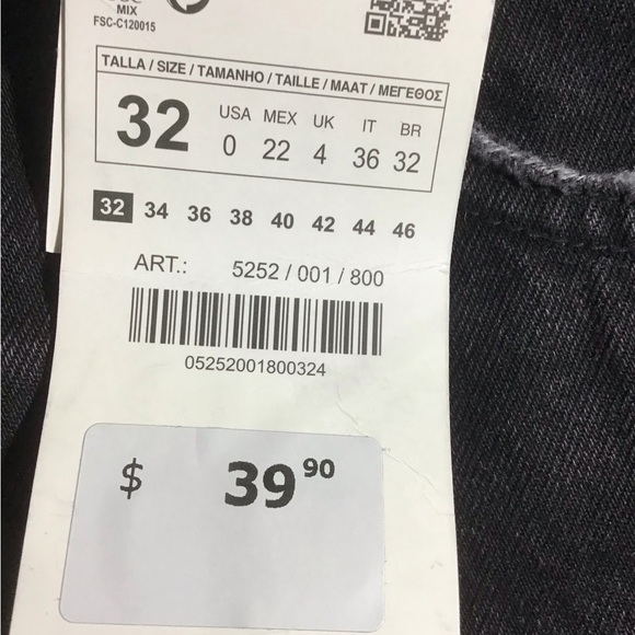 Zara Denim 100% Cotton Shorts Black High Rise Size 0 EU32 Jean Shorts - Picture 5 of 5